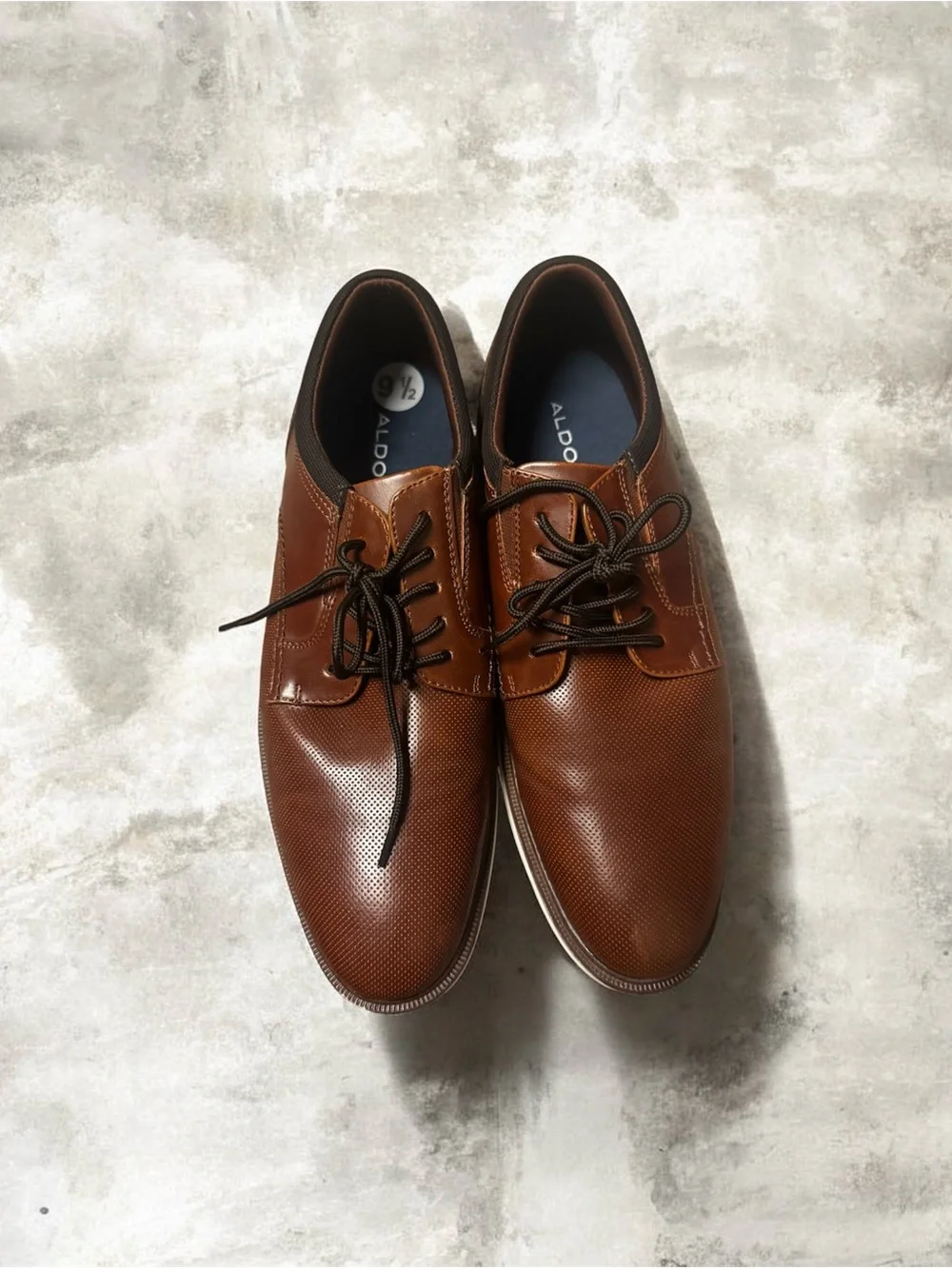 Aldo Men's Cognac Brown Textured Derby Lace-Ups